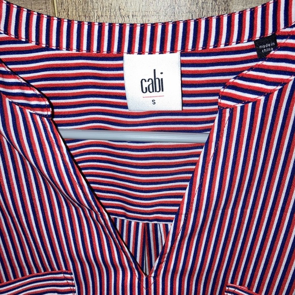 Cabi Patriot Stripe V Neck Blouse, size small - Picture 5 of 5
